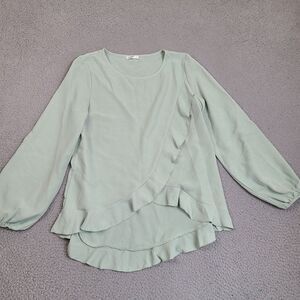Laqeyko‎ Blouse Womens Small Green Long Sleeve Top